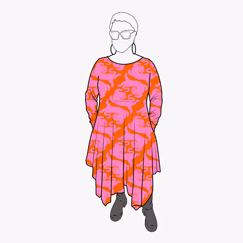 Cozy dress Panter Pink/Orange - Designa din egen klänning
