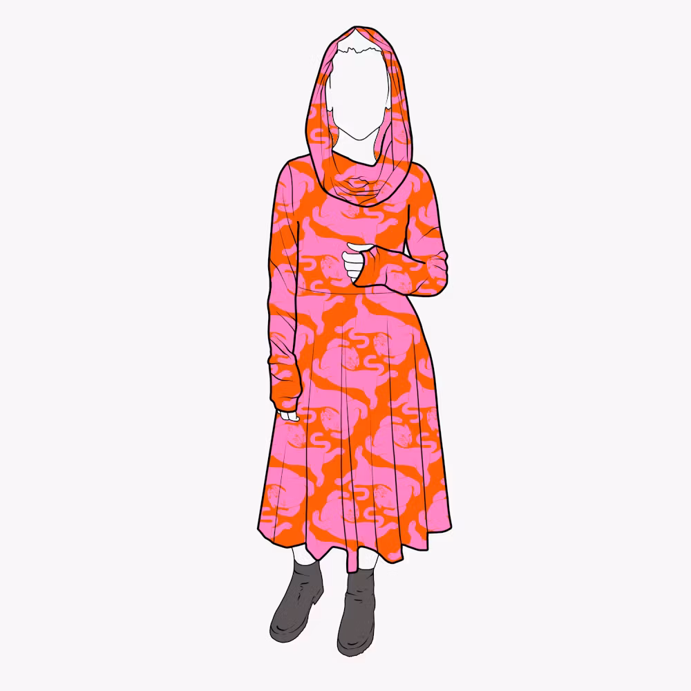 Cozy dress Panter Pink/Orange - Designa din egen klänning
