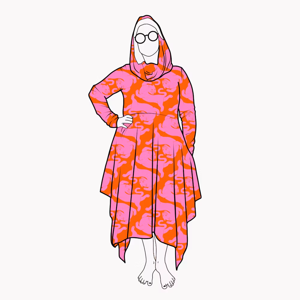 Cozy dress Panter Pink/Orange - Designa din egen klänning