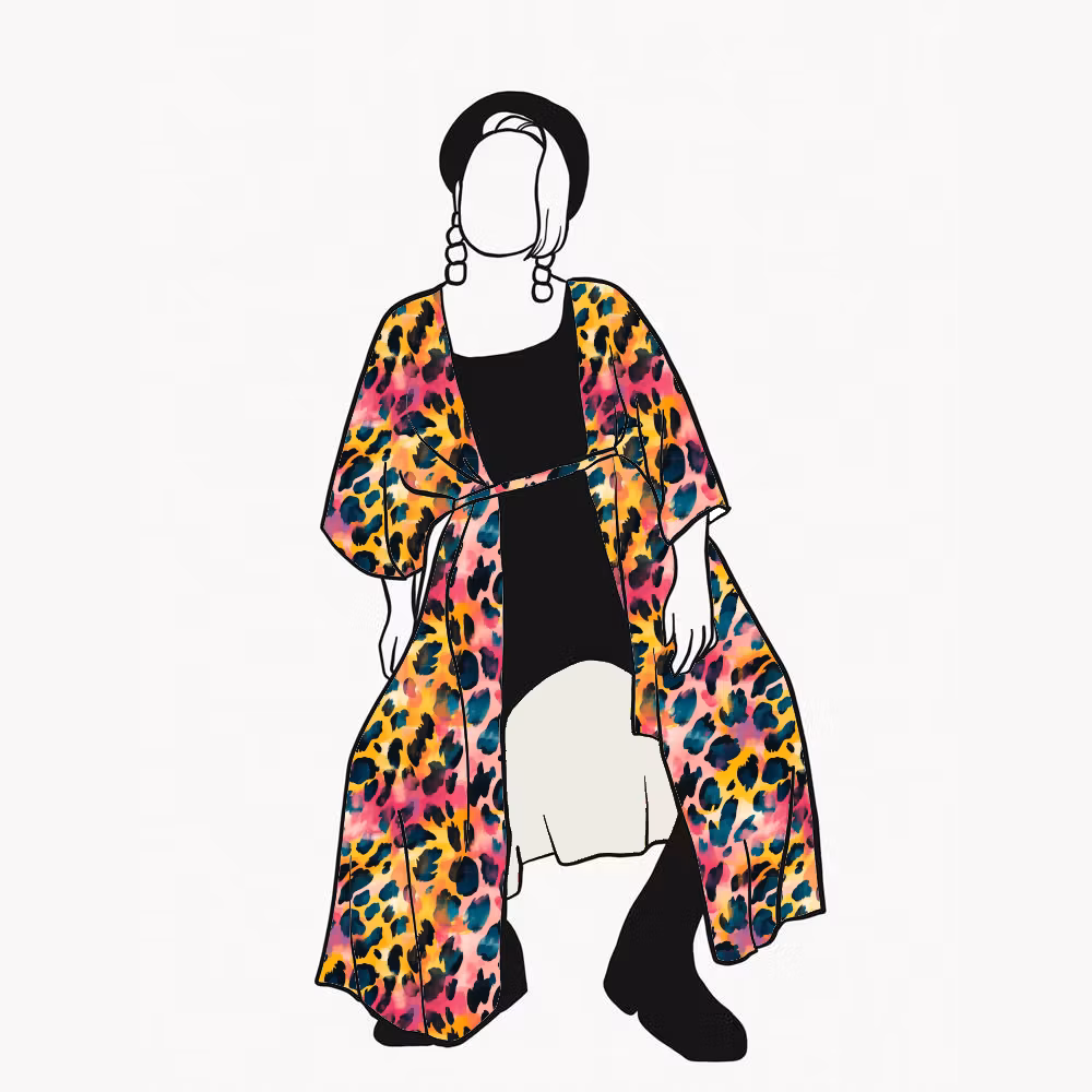 Vibrant leo Kaftan med knytband