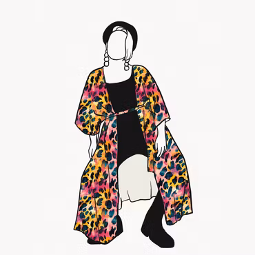 Vibrant leo Kaftan med knytband