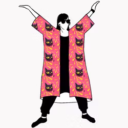 Black Cats Jersey kimono