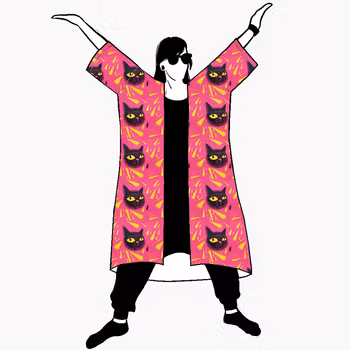 Black Cats Jersey kimono