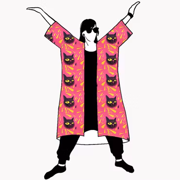 Black Cats Jersey kimono