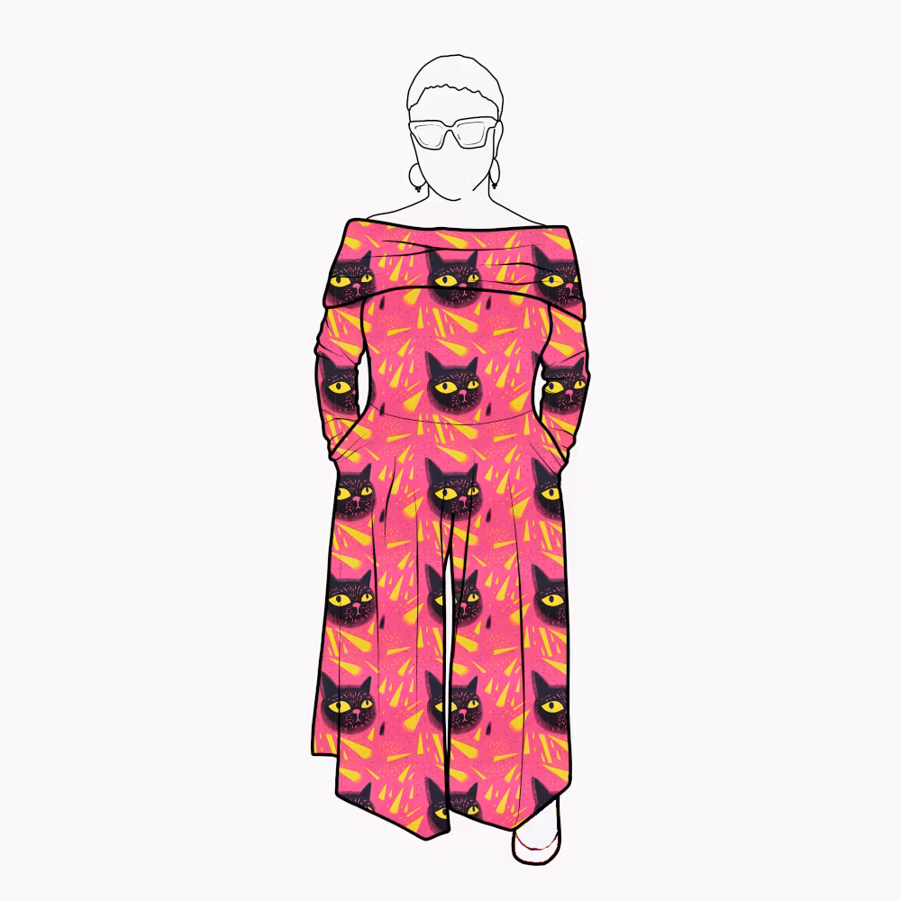 Palazzo Jumpsuit - Black Cats