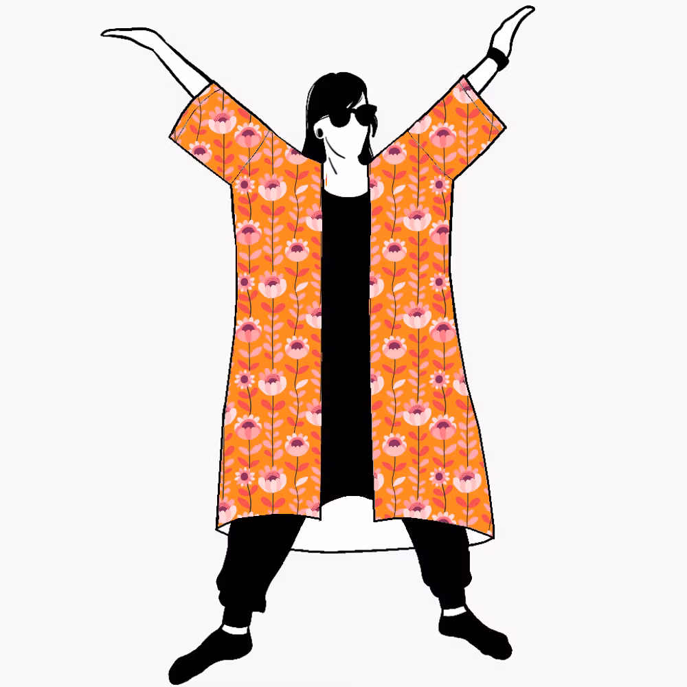 Retro Orange Jersey kimono