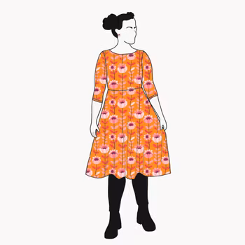 Retro Orange Snurrklänning