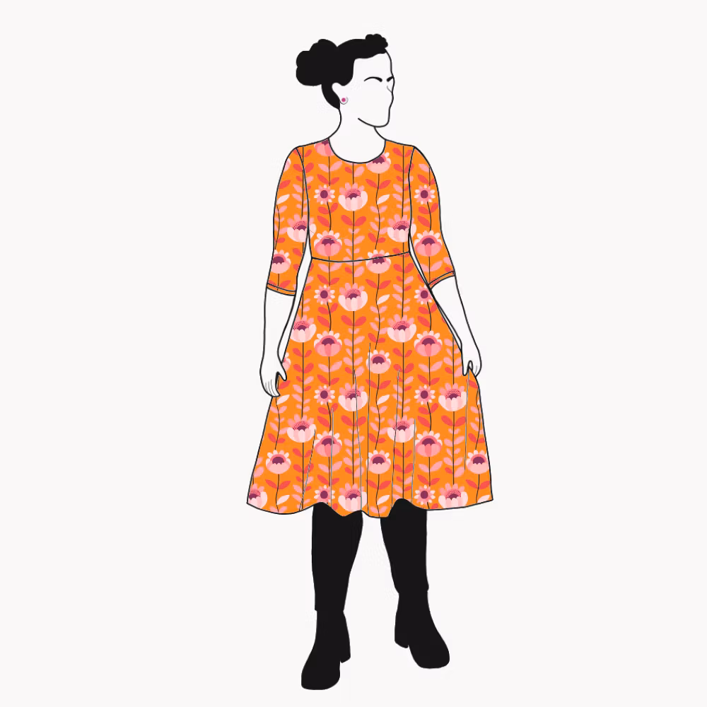 Retro Orange Snurrklänning