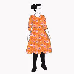 Retro Orange Snurrklänning