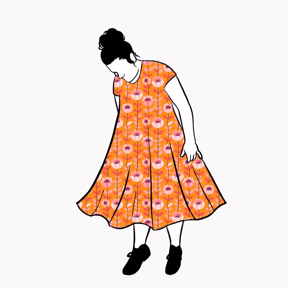 Retro Orange Groove Dress