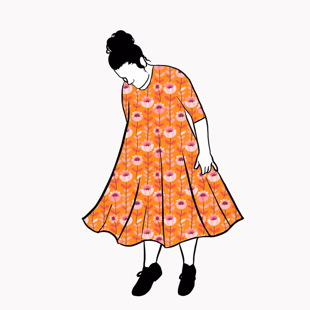 Retro Orange Groove Dress
