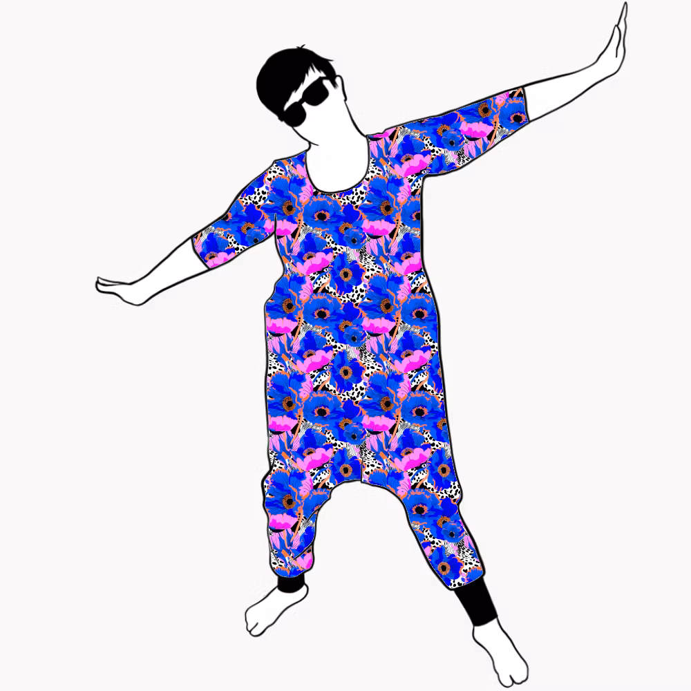 Blue Leopard Floral Jumpsuit (alla ärmlängder)