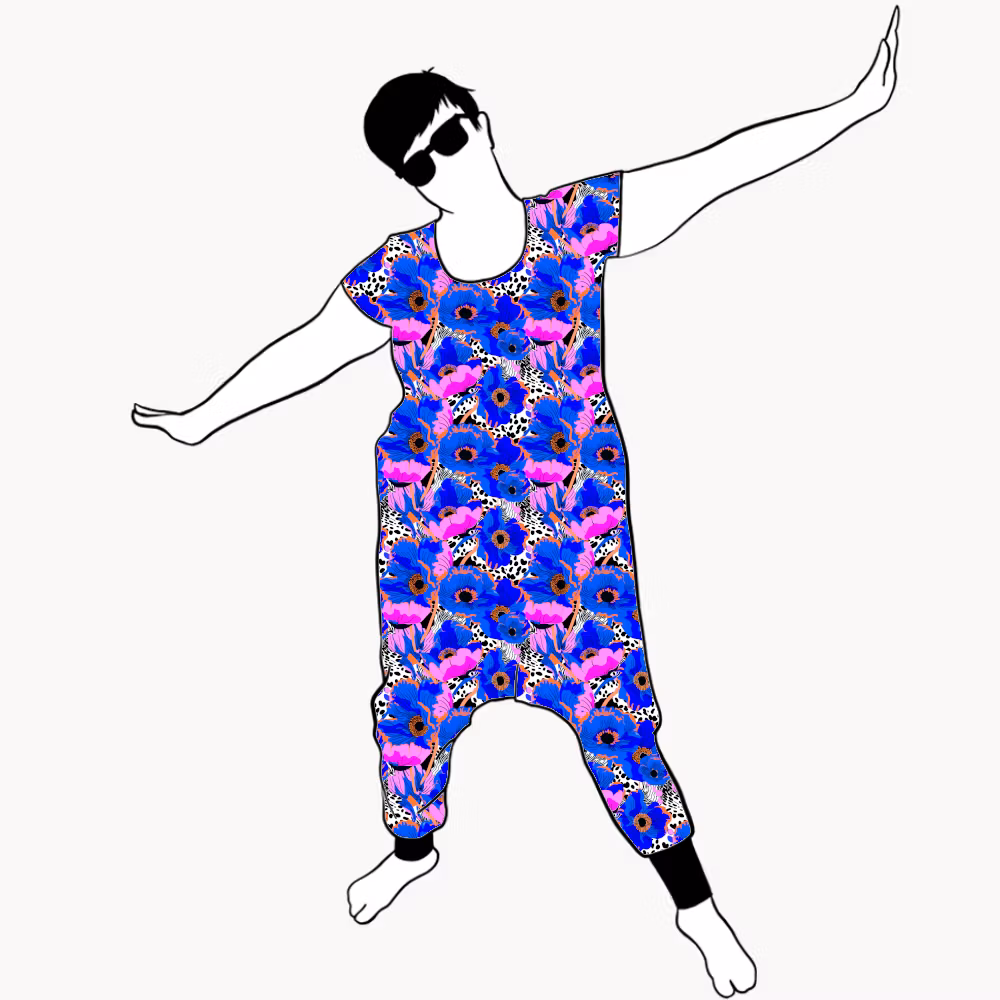 Blue Leopard Floral Jumpsuit (alla ärmlängder)