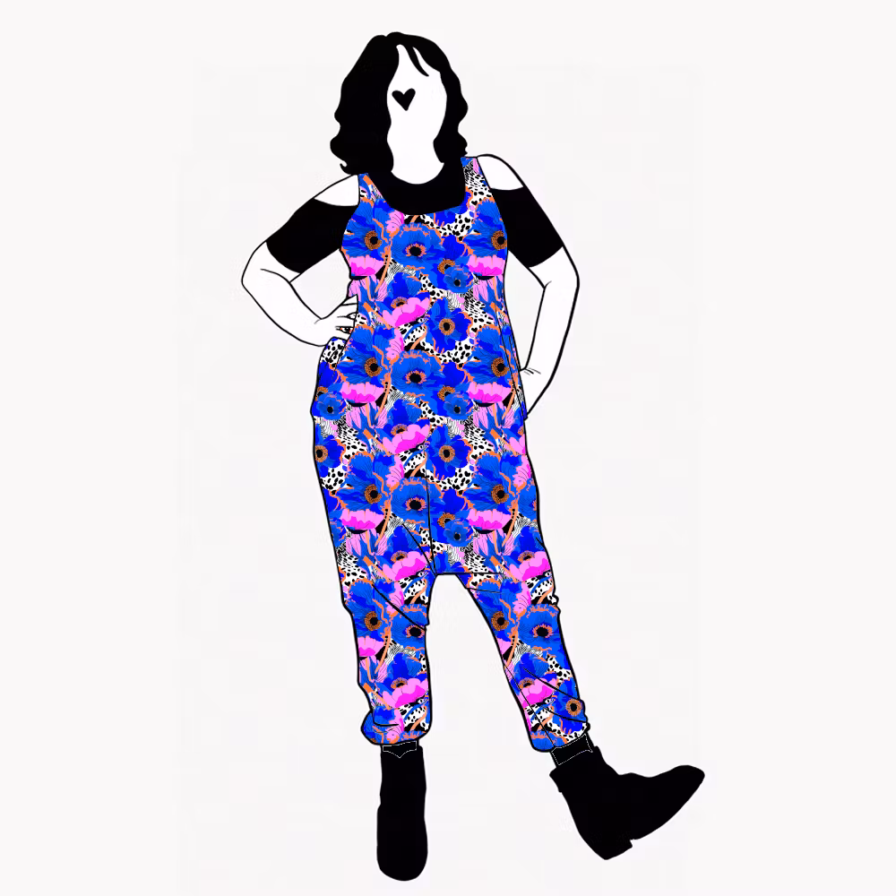 Blue Leopard Floral Jumpsuit (alla ärmlängder)