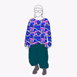 Blue Leopard Floral Peplum Top