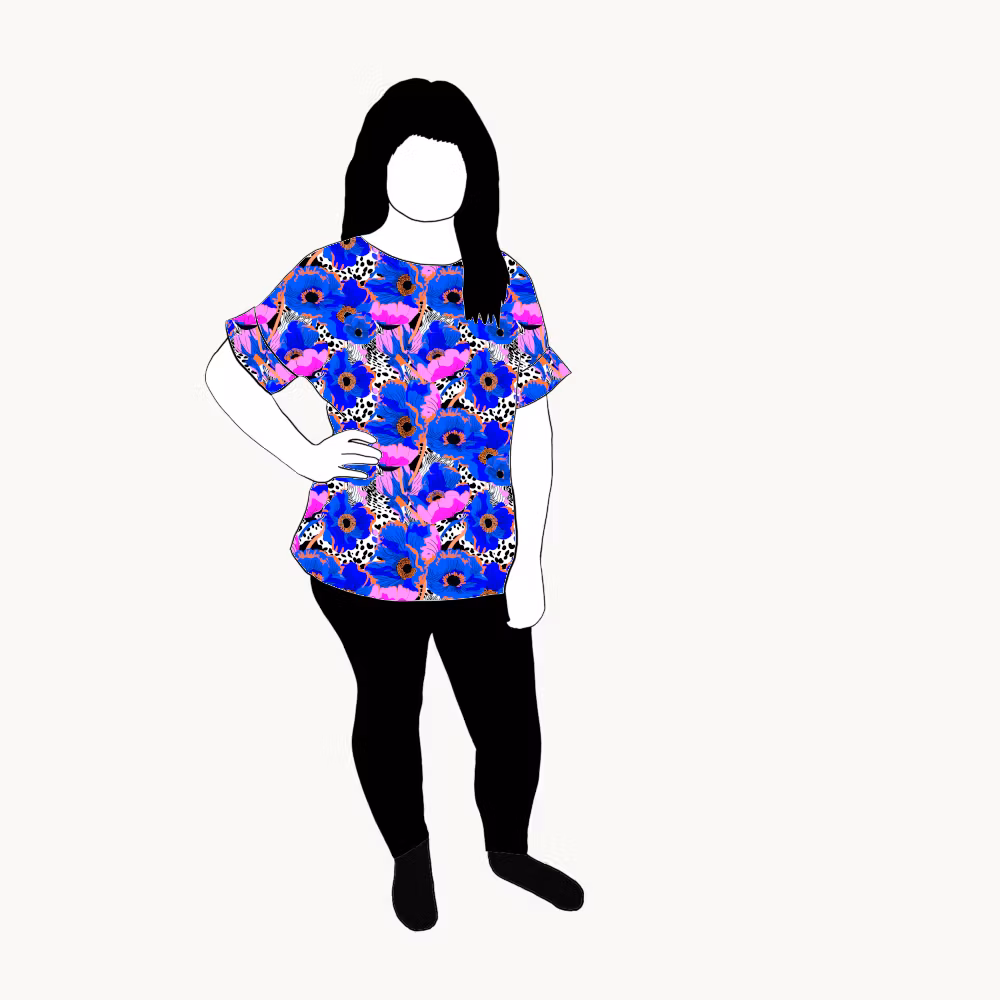 Blue Leopard Floral Oversized T-shirt