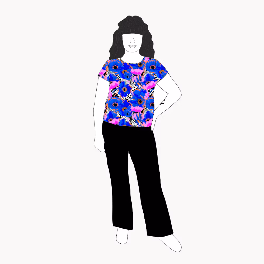 Blue Leopard Floral T-shirt