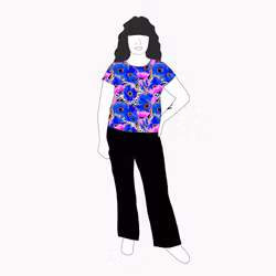 Blue Leopard Floral T-shirt