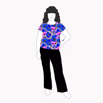 Blue Leopard Floral T-shirt