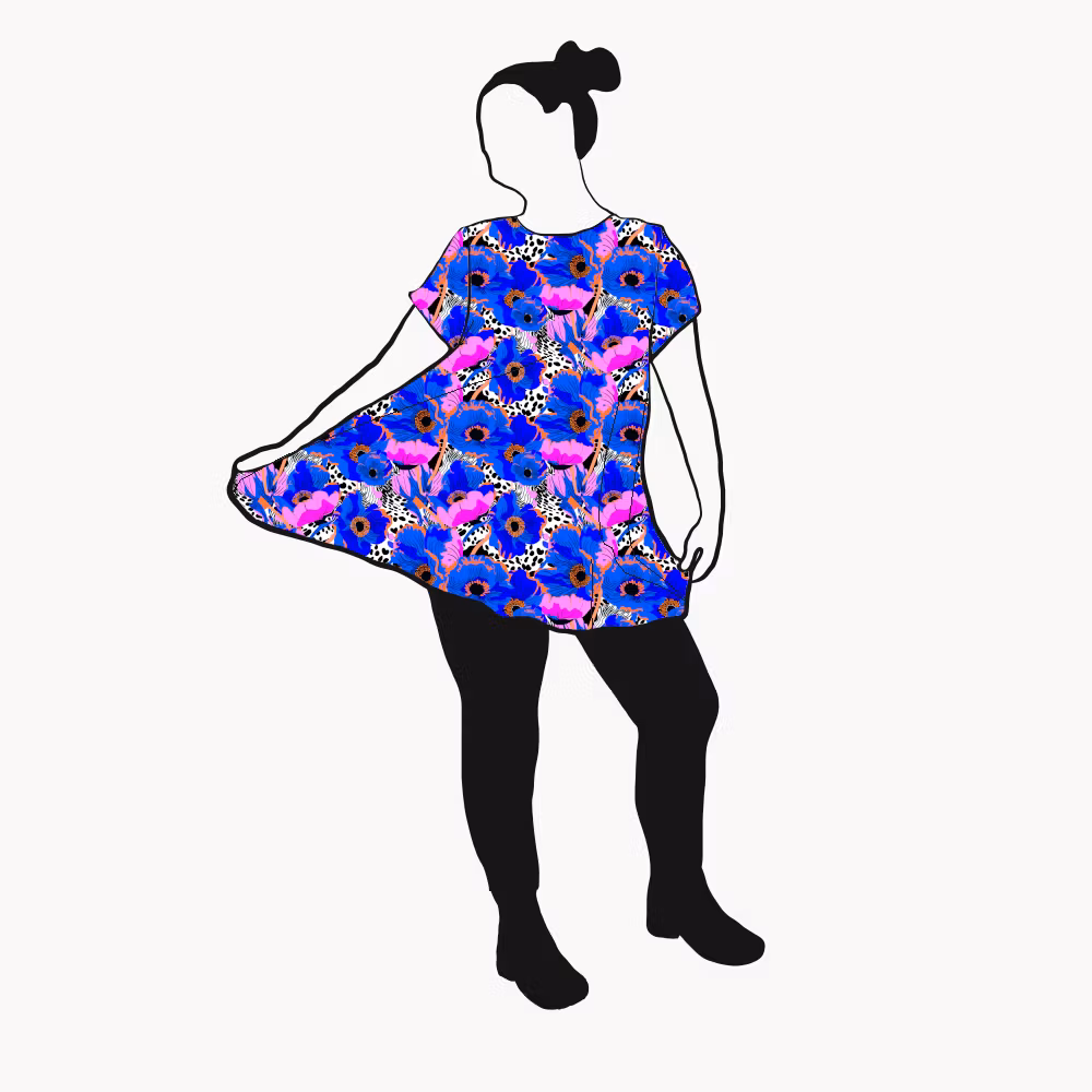 Blue Leopard Floral Tunika