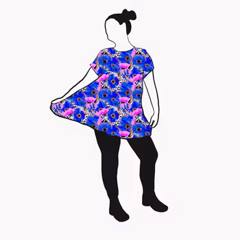 Blue Leopard Floral Tunika