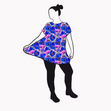 Blue Leopard Floral Tunika