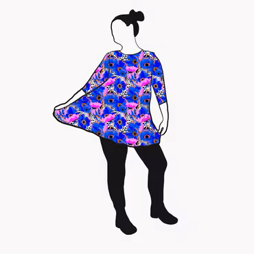 Blue Leopard Floral Tunika