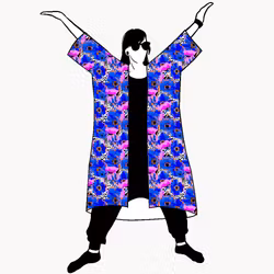 Blue Leopard Floral Jersey kimono