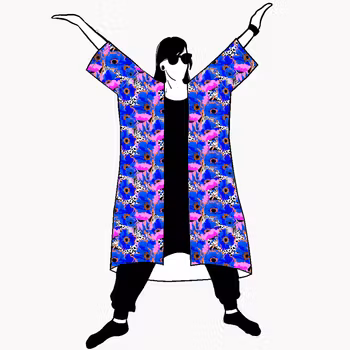 Blue Leopard Floral Jersey kimono