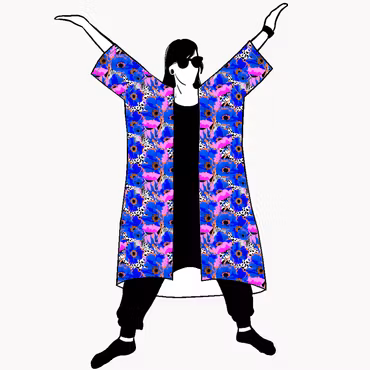 Blue Leopard Floral Jersey kimono