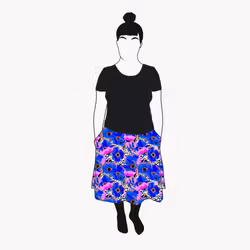 Blue Leopard Floral Kjol
