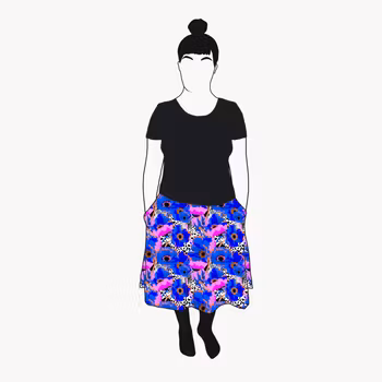 Blue Leopard Floral Kjol
