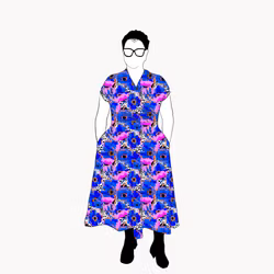 Blue Leopard Floral Omlotten klänning