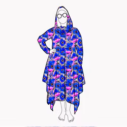 Cozy dress Blue Leopard Floral - Designa din egen klänning