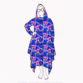 Cozy dress Blue Leopard Floral - Designa din egen klänning