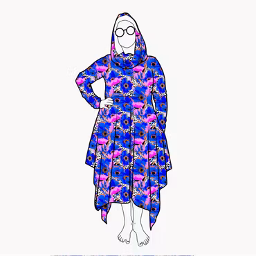 Cozy dress Blue Leopard Floral - Designa din egen klänning