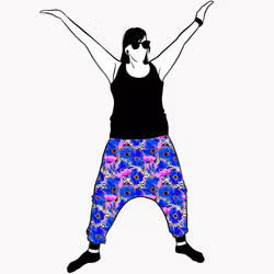 Blue Leopard Floral Haremsbyxor