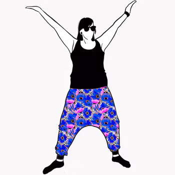 Blue Leopard Floral Haremsbyxor