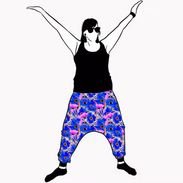 Blue Leopard Floral Haremsbyxor