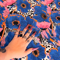 Blue Leopard Floral Haremsbyxor