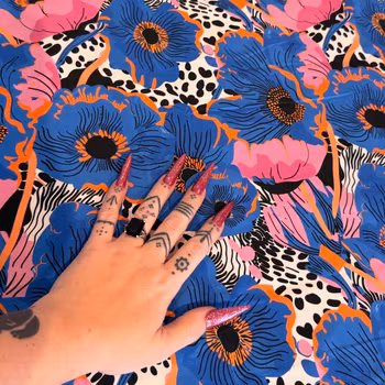 Blue Leopard Floral Haremsbyxor
