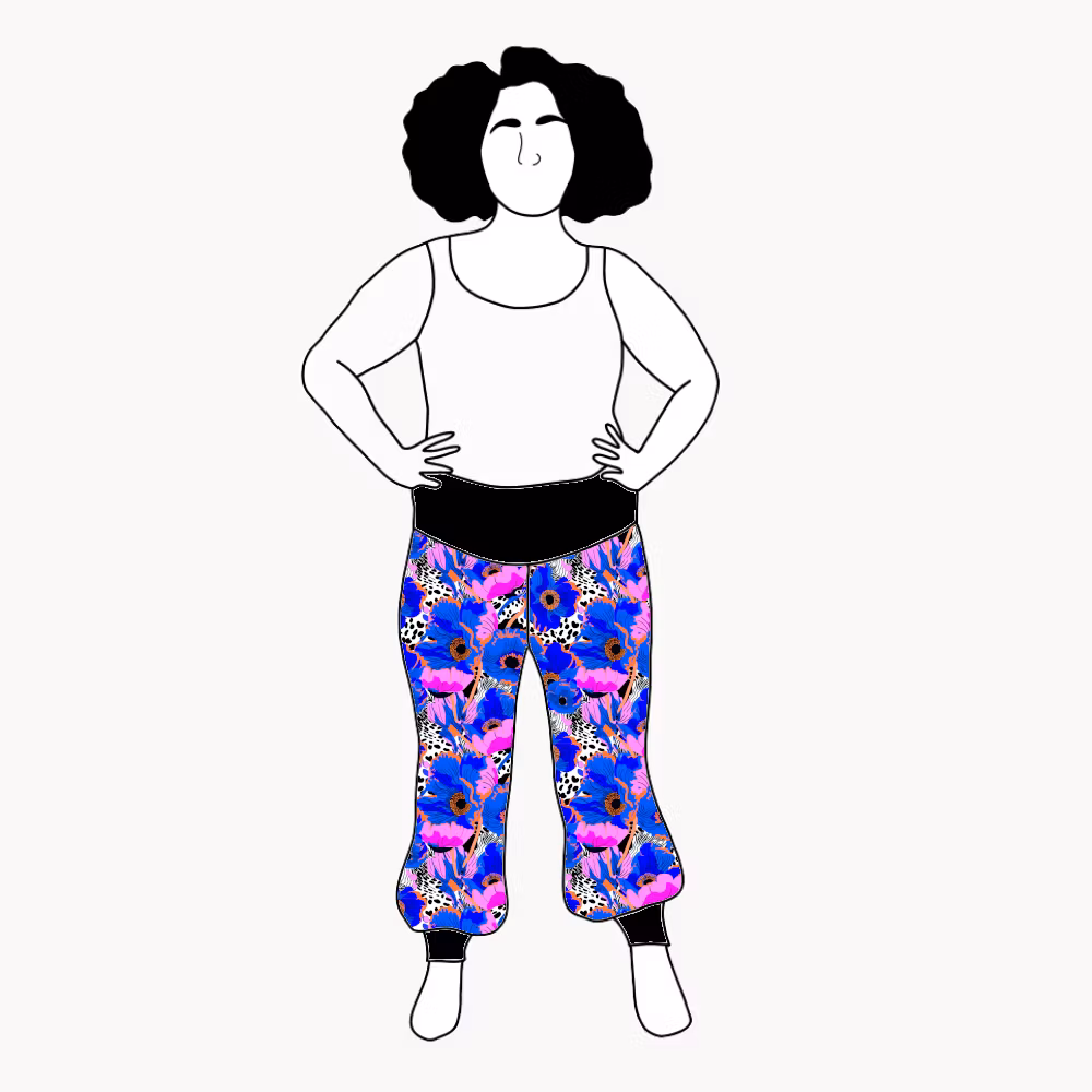 Blue Leopard Floral Yogabyxa