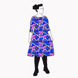 Blue Leopard Floral Snurrklänning