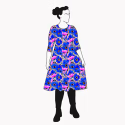 Blue Leopard Floral Snurrklänning
