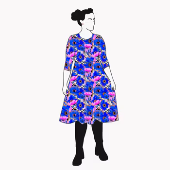 Blue Leopard Floral Snurrklänning