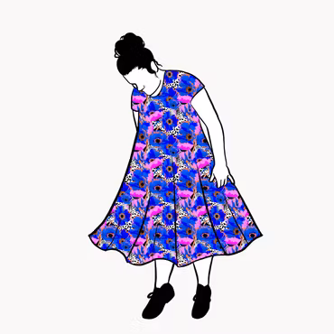Blue Leopard Floral Groove Dress