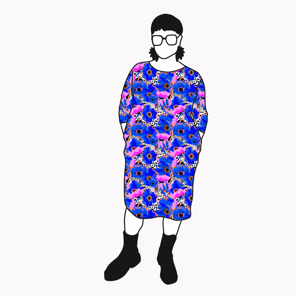 Blue Leopard Floral Boxtunika