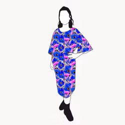 Blue Leopard Floral Kimono Dress