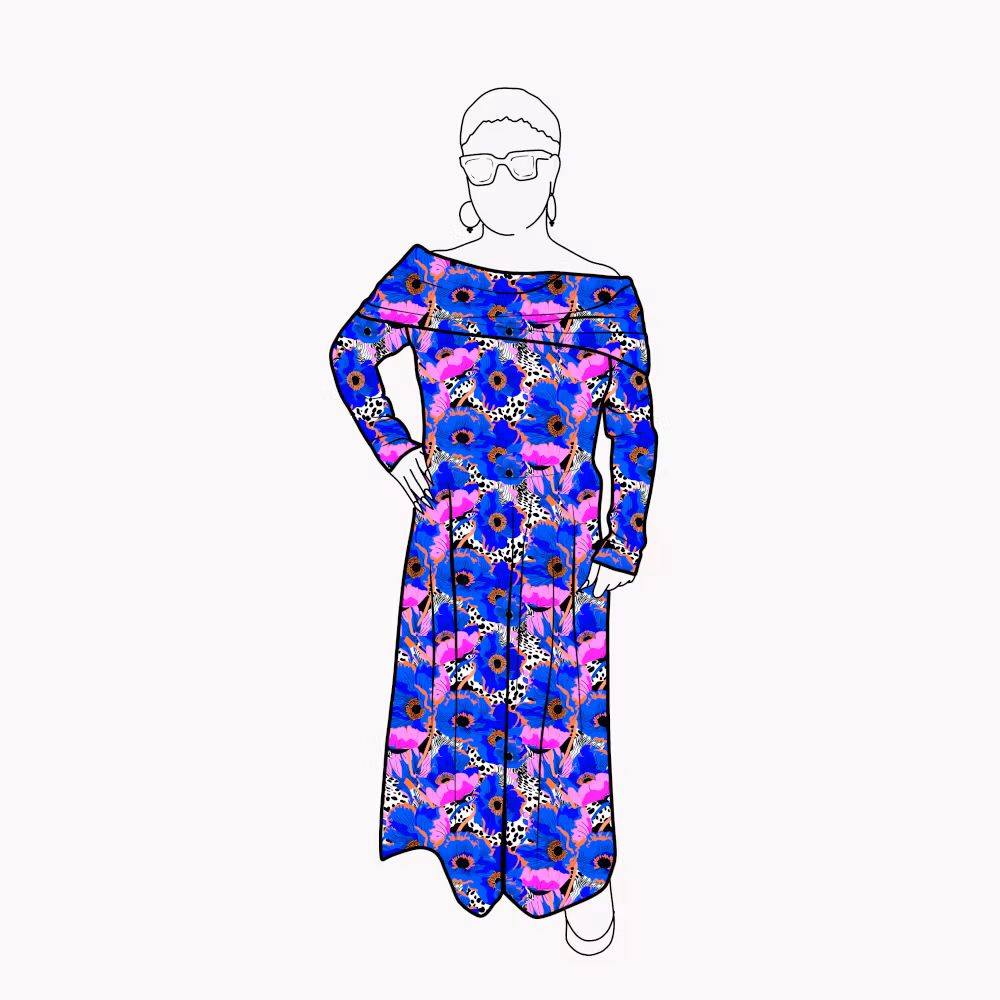 Palazzo Jumpsuit - Blue Leopard Floral