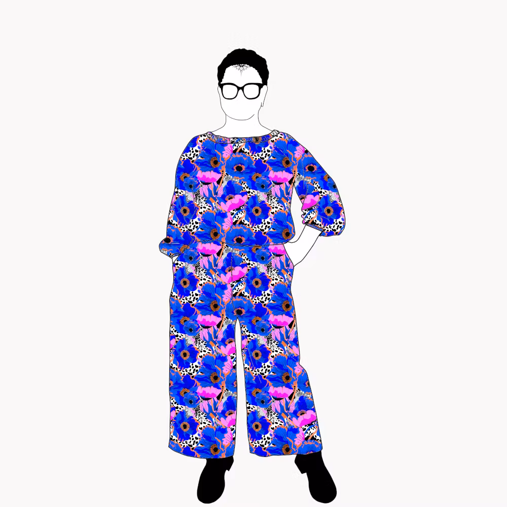 Blue Leopard Floral All in one suit
